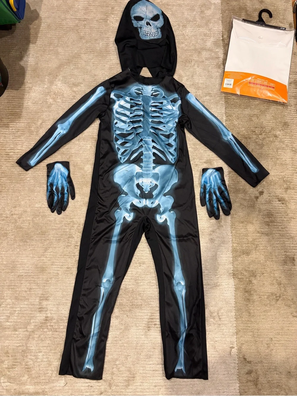 Kids' X-Ray Skeleton Halloween Costume Jumpsuit with Accessories | M (8)